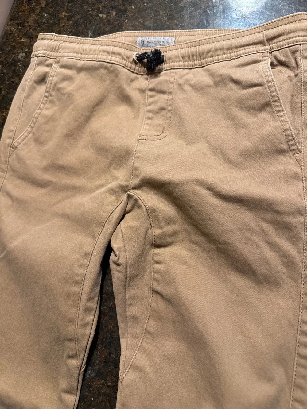 Kids Casual Drawstring Jogger Pants in Khaki